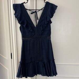 Super Cute Navy Blue Ruffle Dress